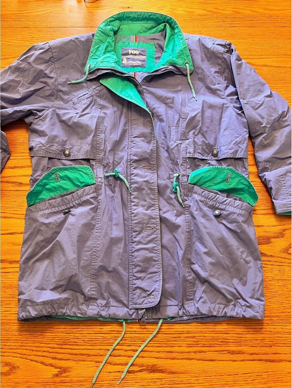 Vintage London Fog Two-Tone Purple and Green Lightweight Jacket Medium